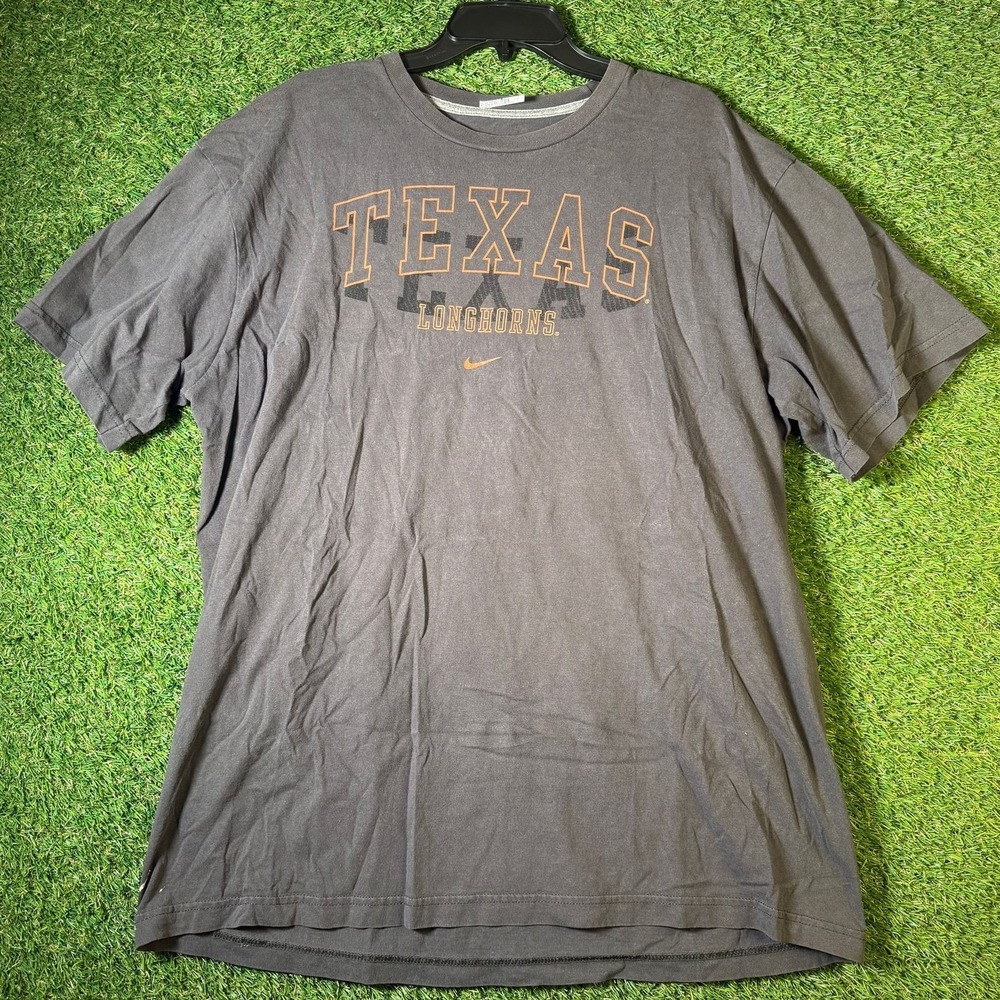 Nike Texas Longhorns Shirt Mens XL Gray Short Sleeve Graphic Tee Organic Cotton